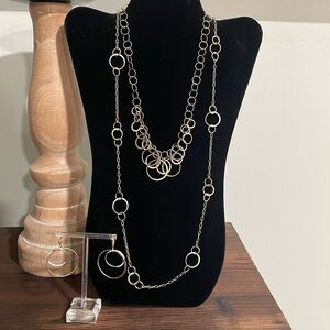 Vintage gold tone and cream enamel 3 piece necklaces and earring set